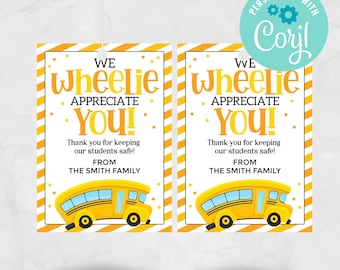 School Bus Driver Appreciation Tag: Editable Thank You Gift (Digital Download)