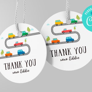 EDITABLE, INSTANT DOWNLOAD Transportation Birthday Favor Tag, Editable Cars and Trucks Tag, Truck Car, Truck and Cars, Vehicle Thank You Tag