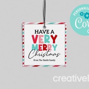 Have a Very Merry Christmas Cadeaukaartje, Xmas Treat Party Favor Tag, Leraar, Student, Personeel Klant Buur Cadeaukaartje BEWERKBAAR DIRECT DOWNLOAD