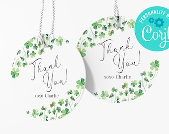 Four Leaf Clover Favor Tag: St. Patrick's Day Thank You (INSTANT DOWNLOAD)