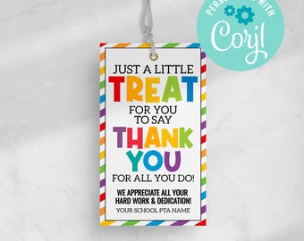 Employee Appreciation Gift Tag: Editable Thank You Treat (Instant Download)