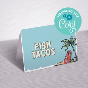 EDITABLE, INSTANT DOWNLOAD Surf Beach Party Food Tents, Beach Surfing Party, Retro Surf, The Big One, Beach Party, Surfboard Food Tents