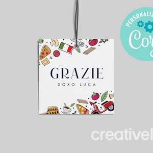 Italienischer Favor Tag, Italienische Themenparty, Vespa Geburtstag, Uno-Geburtstag, Pizza Italienisches Essen Danke Favor Tag EDITIERBAR, SOFORTIGER DOWNLOAD