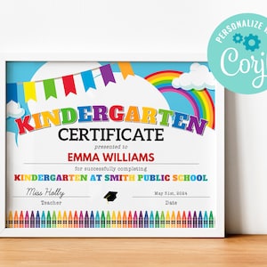 BEARBEITBAR, SOFORTIGER DOWNLOAD Druckbereites Kindergarten-Abschlusszertifikat, bearbeitbares Kindergartenzertifikat, Schuldiplom für den letzten Tag