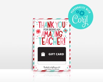 Bearbeitbarer Lehrer-Weihnachtsgeschenkkartenhalter (Printable Instant Download)