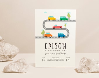 Transportation Birthday Invitation: Cars & Trucks, Editable Template (Instant Download)