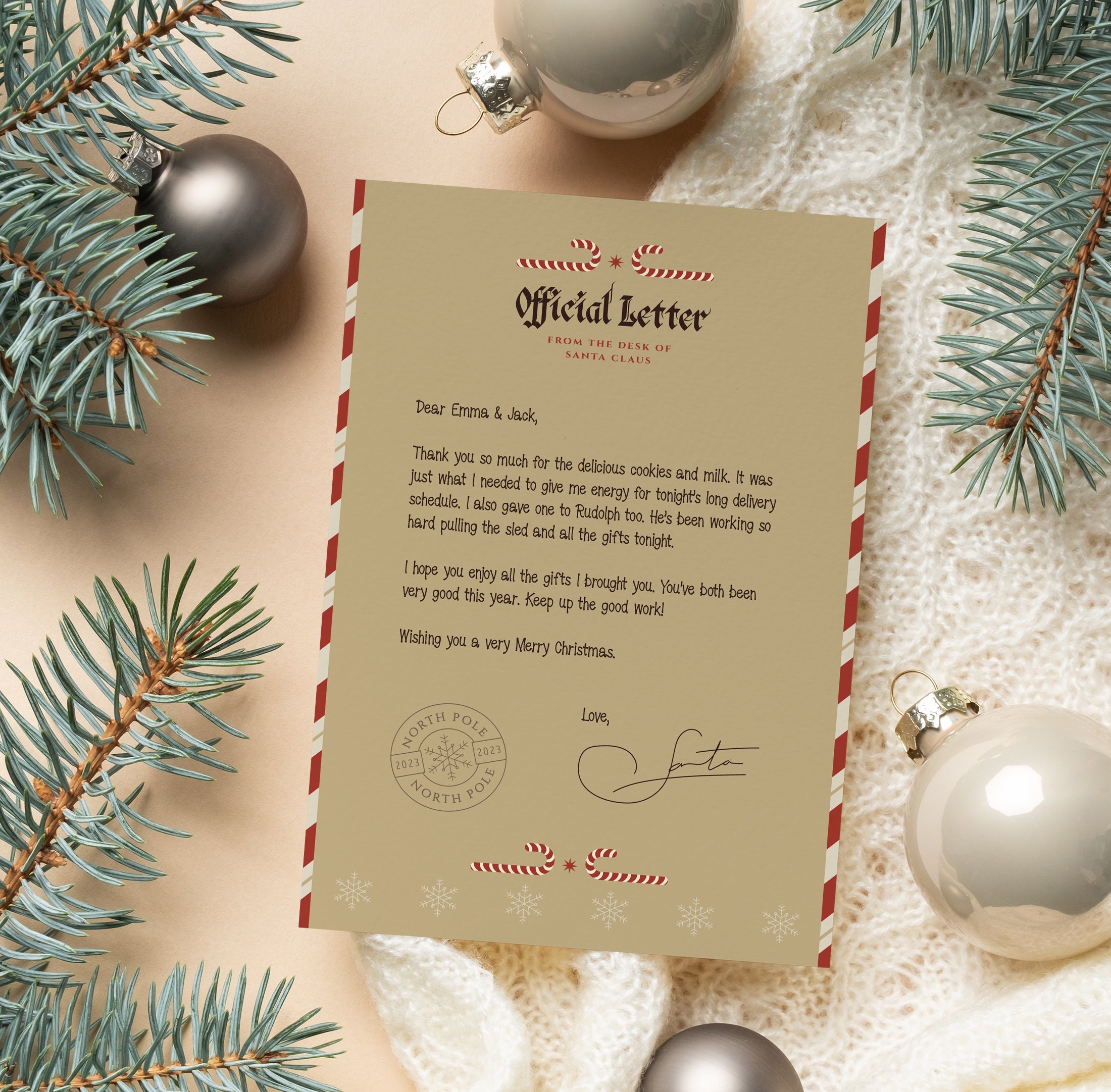 Editable Letter From Santa: Printable Christmas Eve Note (instant