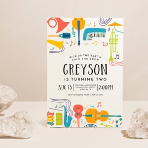 Music Birthday Invitation, Music Party Sing and Dance, Musical Instruments Invitation, Music Band Invitation EDITABLE, INSTANT DOWNLOAD