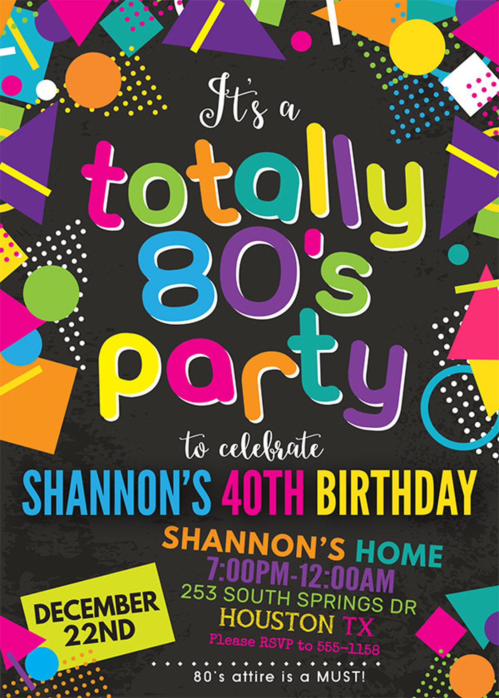 80s Invitations Retro 1980s Birthday Invitations 1980's Etsy