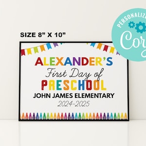 Editable First Day of School Sign Template, Personalized Back to School Photo Prop, First Day of School  Printable EDITABLE INSTANT DOWNLOAD