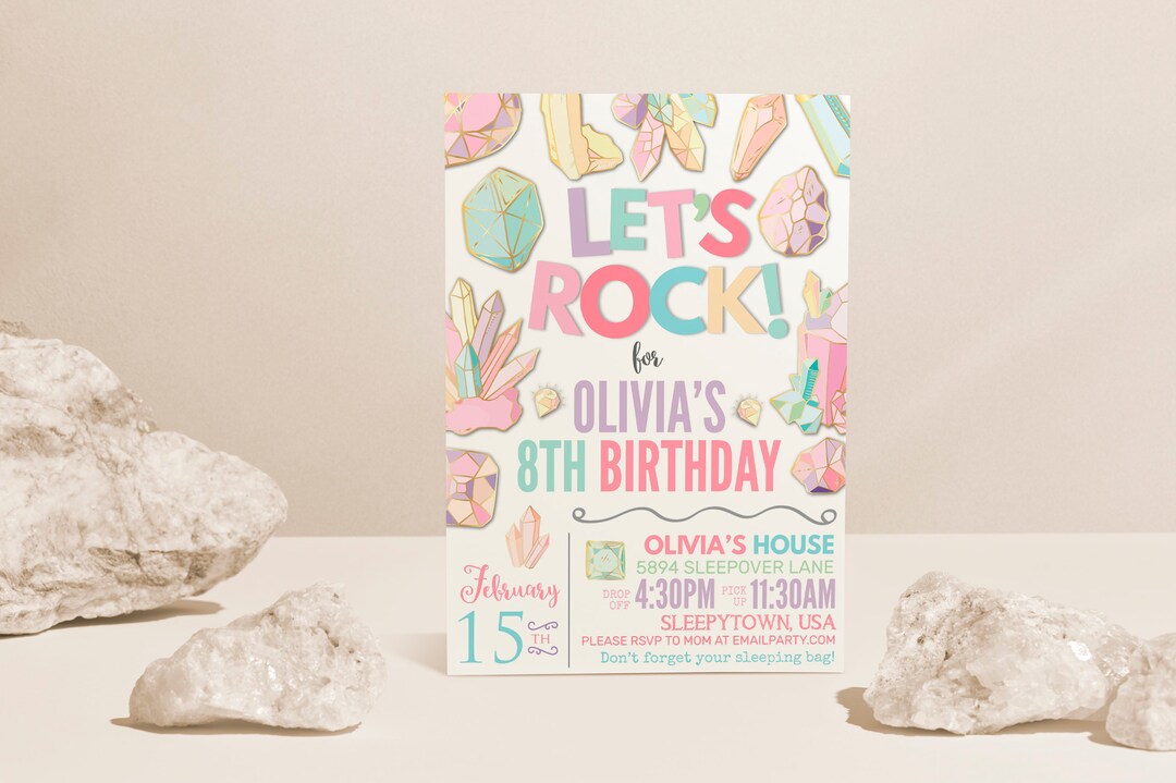 Crystals Geode Birthday Invitation, Crystals Invite, Geology Invitation, Crystal Rock Party, Let