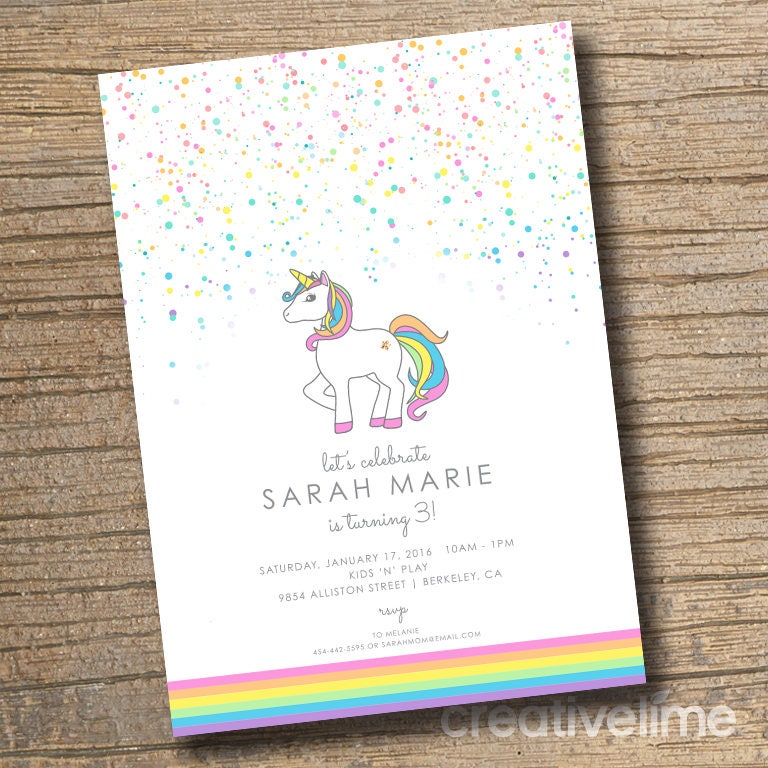 printable unicorn party invitation unicorn birthday etsy