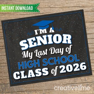 Last Day of Senior Year Grade 12 Sign - Last Day of High School Last Day of High School Printable Instant Download - High School Graduation