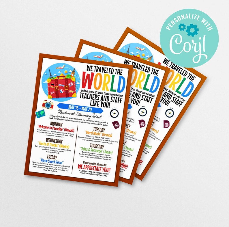 Teacher Appreciation Week Flyer | Around the World Theme, Editable ...