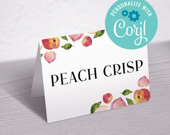 Peach Party Food Tents: Bearbeitbare Buffetkarten (Instant Download)