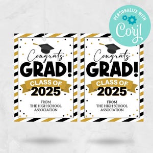 Étiquettes-cadeau pour l'obtention du diplôme Promotion 2025 Étiquettes pour l'obtention du diplôme Étiquette Félicitations pour les diplômés Promotion 2025 Cadeau modifiable IMPRIMABLE TÉLÉCHARGEMENT IMMÉDIAT