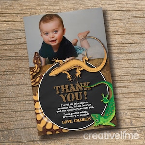 PRINTABLE Reptile Merci Serpent, Lizard Invitations Anniversaire Merci Card Reptile Party Merci, Snake Party, Reptile Digital Merci