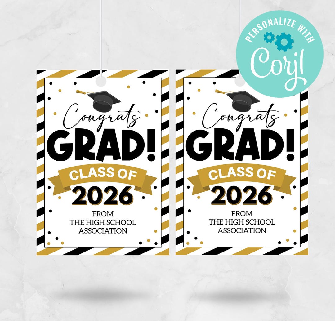 Class of 2026 Graduation Gift Tags, Editable Printable (instant ...