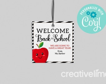 Editable Back to School Gift Tag: Apple Design (Digital Download)