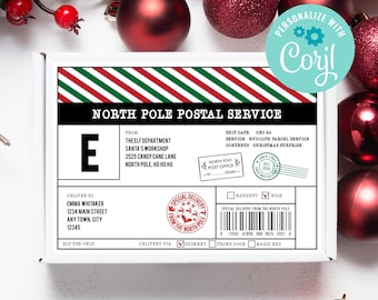 Printable Santa North Pole Shipping Label Template (Editable, Instant Download)