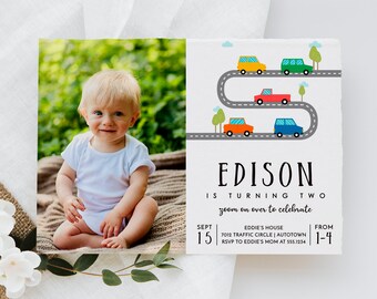 Trucks & Cars Birthday Invitation Template (Instant Download)