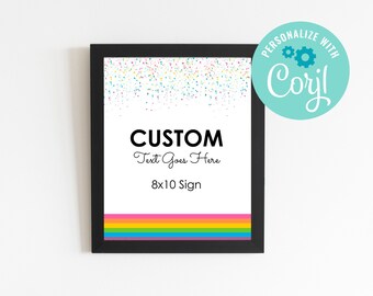 Caticorn Birthday Party Sign: Rainbow Sprinkle, 8x10 (Editable, Instant Download)