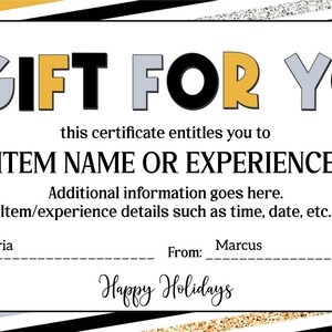 EDITABLE, INSTANT DOWNLOAD Christmas Gift Certificate Printable A Gift ...