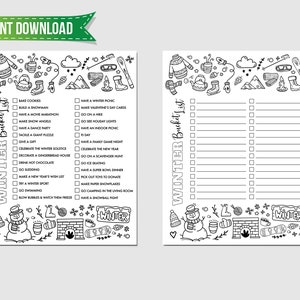 Winter Bucket List Printable, Winter Bucket List Template, Winter Bucket List, Activities Checklist, To Do List EDITABLE INSTANT DOWNLOAD