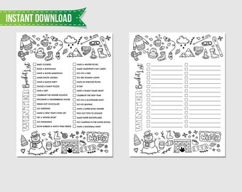 Editable Winter Bucket List Printable: Activities Checklist (Instant Download)
