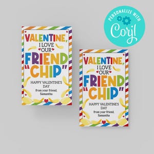 Ich liebe unseren Freund Chip Valentinstag Karte Kinder Klassenzimmer Kartoffelchips Valentine Tag Freund Valentinstag Karte EDITIERBARER SOFORTIGER DOWNLOAD