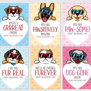 Tarjetas de San Valentín con perros para imprimir. Tarjetas de San Valentín para el aula, etiquetas de regalo para San Valentín. Tarjetas de San Valentín imprimibles. DESCARGA INSTANTÁNEA.