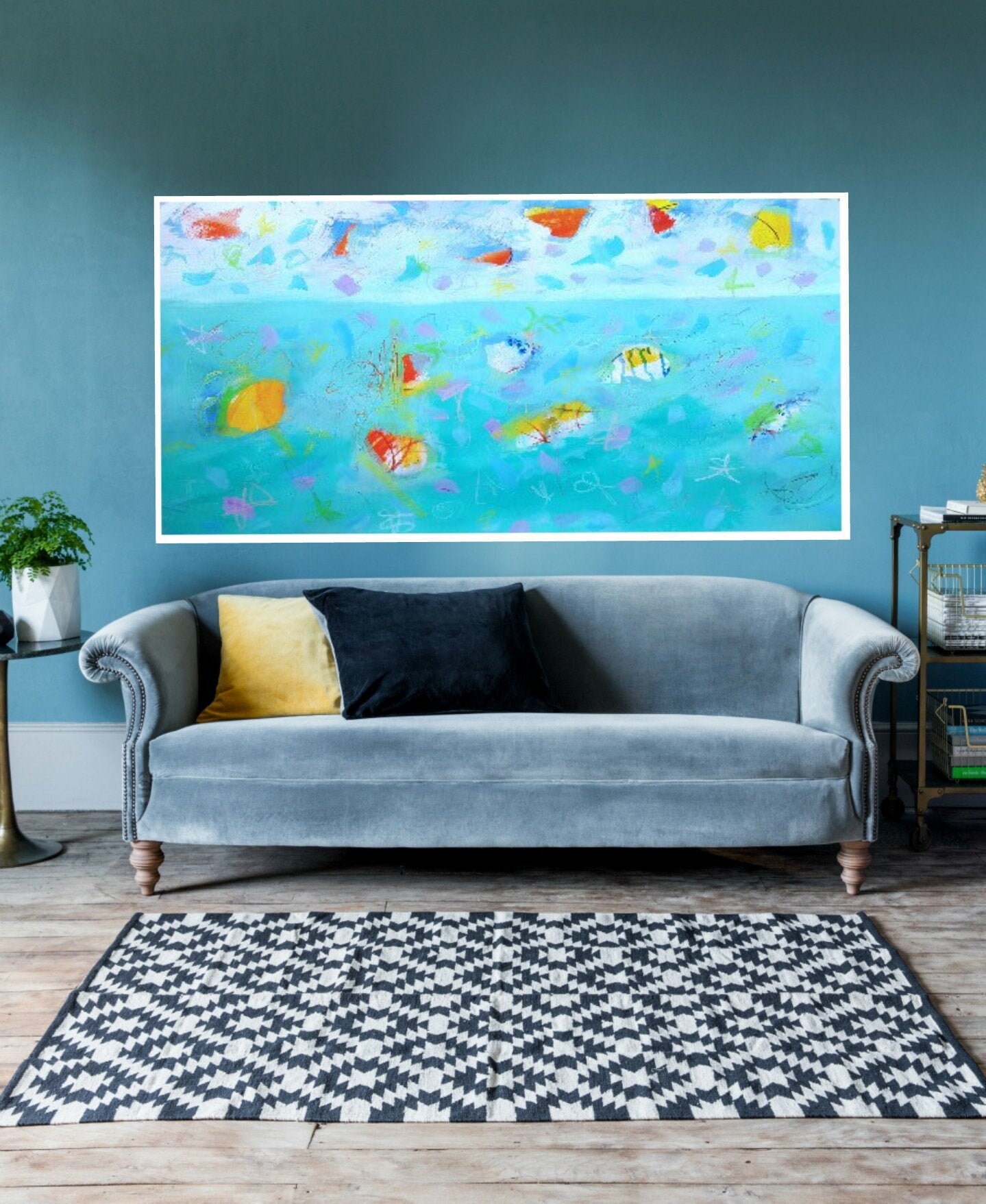 Extra Large Modern Panorama Painting Abstract wall art print, PRINTABLE