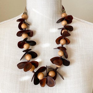 Radiant Orchid Necklace| Mocha Mousse Tagua and Bombona Seed Necklace| Tagua Statement Necklace| Tagua Jewelry| Boho Jewelry