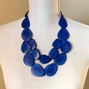 Naszyjnik Carmen| Naszyjnik Royal Blue Tagua| Naszyjnik Tagua Bib| Biżuteria Tagua| Biżuteria Seed| Biżuteria Boho