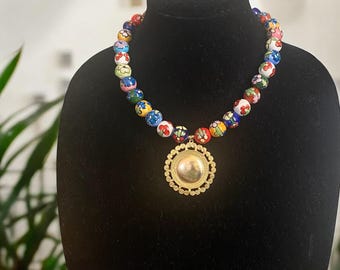 24K Gold Plated Sun Pendant, Tolima Culture, Pre Columbian Jewelry