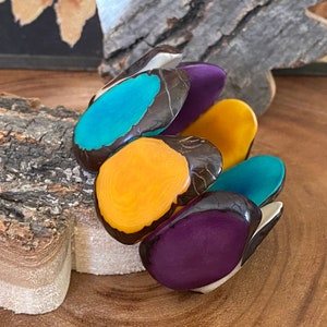 Bransoletka Terra| Jadeit, Szafran żółty, Kość słoniowa, Fioletowa bransoletka Tagua| Bransoletka Tagua Stretch| Biżuteria Tagua| Biżuteria Boho| Bransoletka Chunky