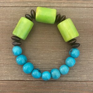 Bransoletki Malibu | Turkus i Chartreuse | Bransoletka Tagua i nasiona Acai | Bransoletka Boho | Bransoletka Rzemieślnicza | Biżuteria Tagua
