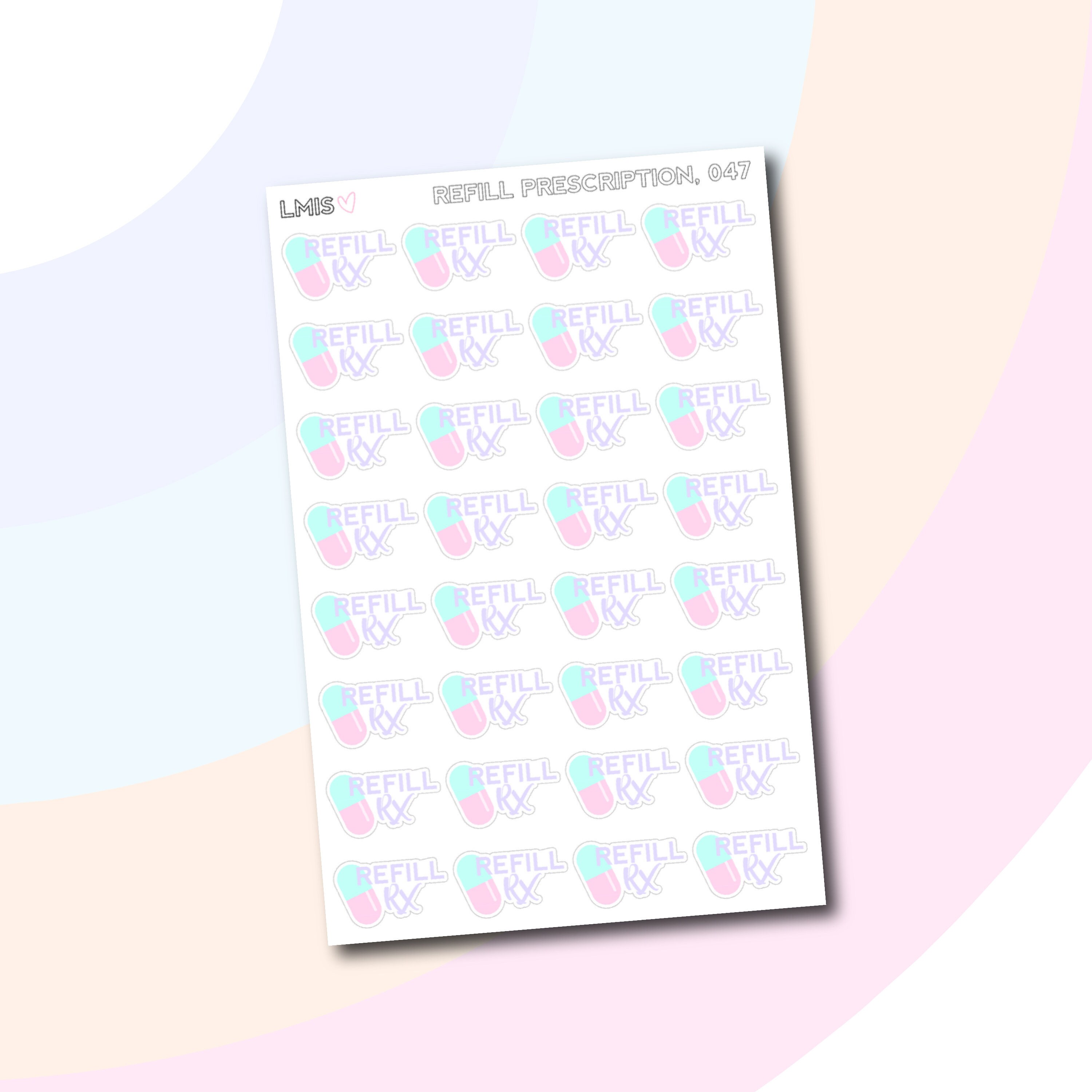 Prescription Refill Reminder Planner Stickers // 047 // | Etsy