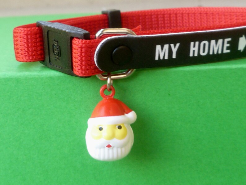 COLLAR CHRISTMAS CAT dog holiday collar red rattle santa claus anti-choke address tag adjustable from 23 cm to 33 cm