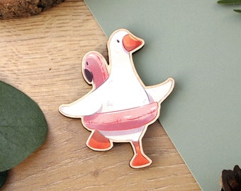 Silly Goose Wooden Fridge Magnet - digitally printed maple wood illustrated magnet to stick on your fridge or metal furniture