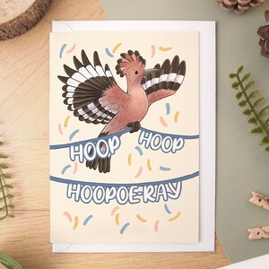 Hoop Huppe fasciée - Carte de voeux vierge à l'intérieur de format A6 avec enveloppe blanche pour félicitations