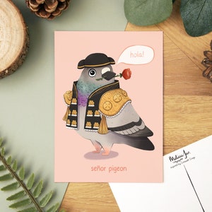 Carte postale Señor Pigeon (Collection Mr Pigeon) - petite carte postale d'art A6