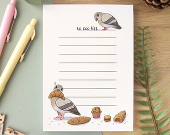 To Coo List – Pigeon A6 Notepad (50 Pages, Recycled Paper)