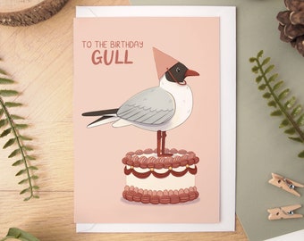 Birthday Gull Card - A6 size blank inside greeting card with white envelope for your friend on their birthday