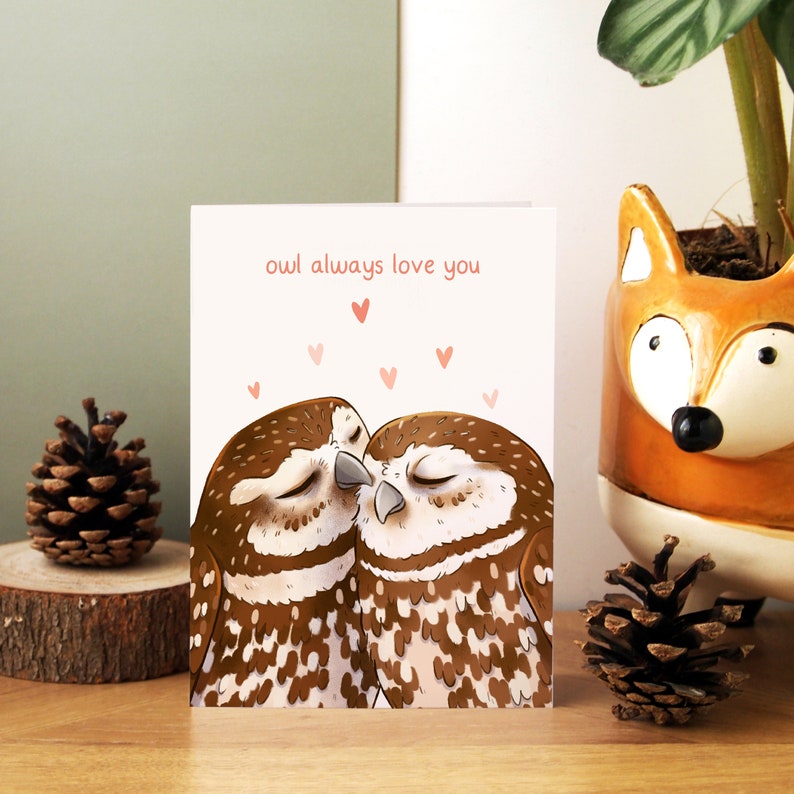 Owl Always Love You Card A6 size blank inside greeting card with white envelope for your partner for Valentine's Day or their birthday image 2