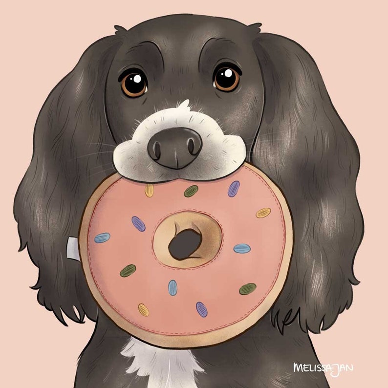 Pet Portrait Art Commission by a real human artist, dog and cat cartoon style digital illustration image 1