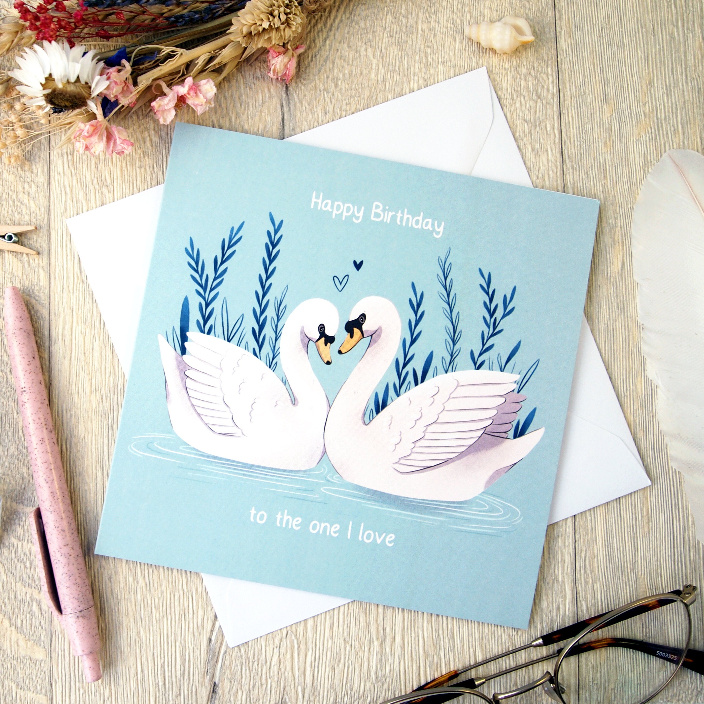 Paper paper party supplies birds swans happy card blank card swan 