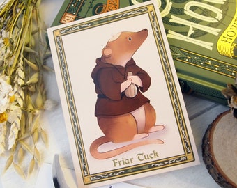 Friar Tuck Postcard (Robin Hood's Merry Critters Collection) - small A6 art postcard print