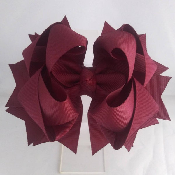 Burgundy Boutique Hair Bow Maroon Bow School Hair Bow Uniform Bow Girls Hair Bow 5.5 Inches