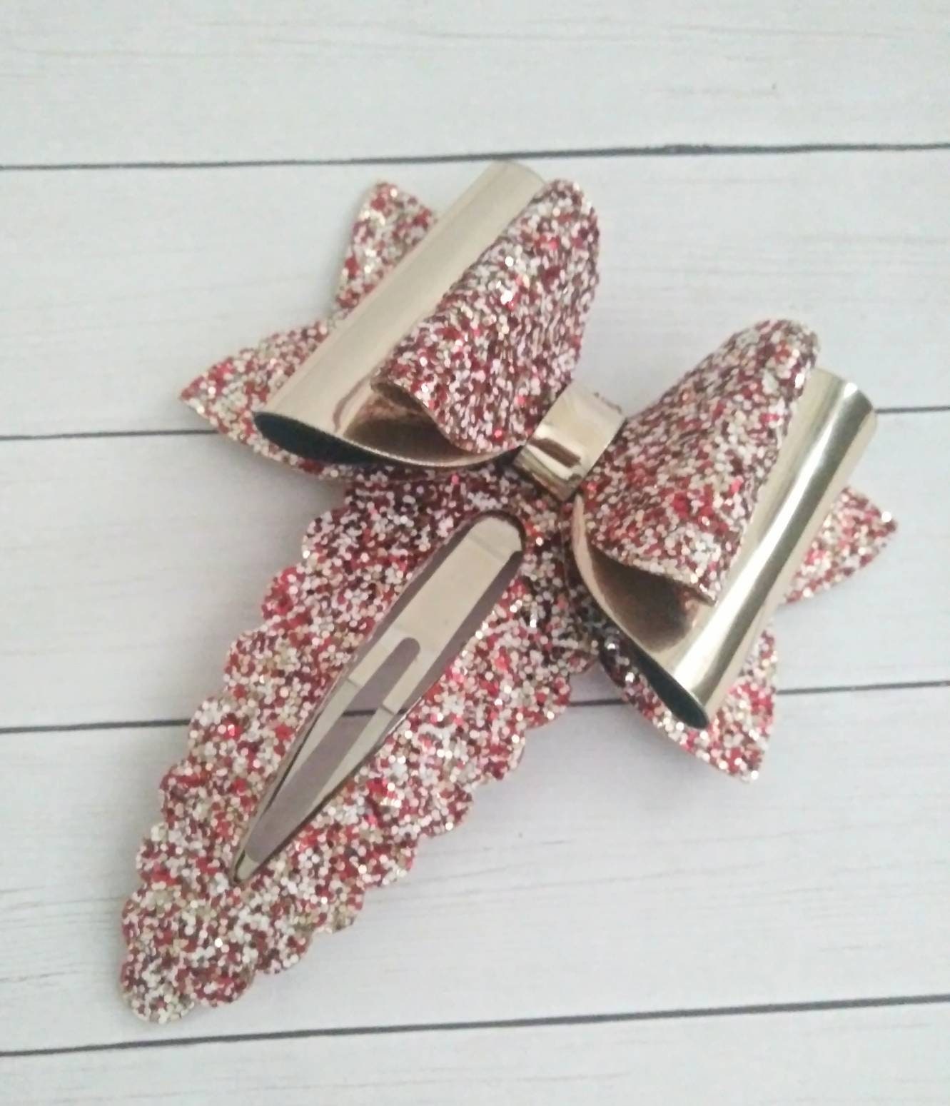 Clip Pelo Lazo Grande Glitter Para Niñas – Pinza Caimán Brillante Multicolor